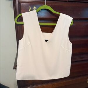 Cream Sleeveless V-Neck Top
